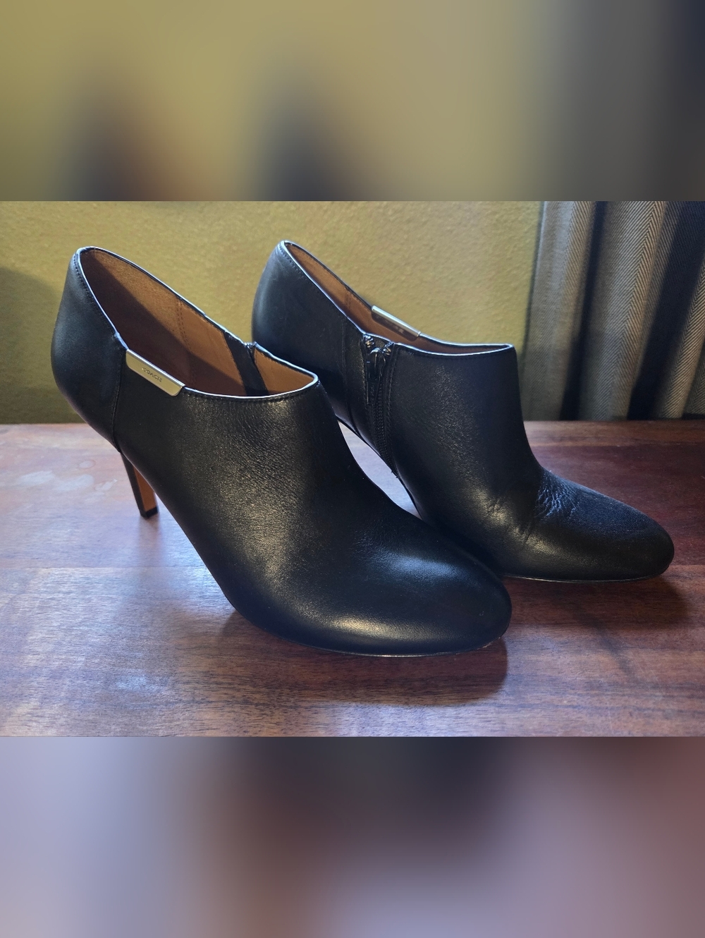 COACH Seneca Black Leather Ankle Booties